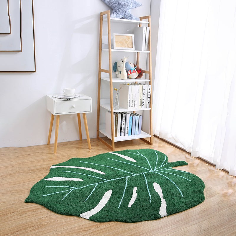 Modern Green Leaf Shaped Area Rug