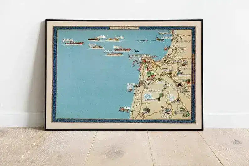 Haifa Map Print| Israel Map Posters| Canvas Print Wall Art