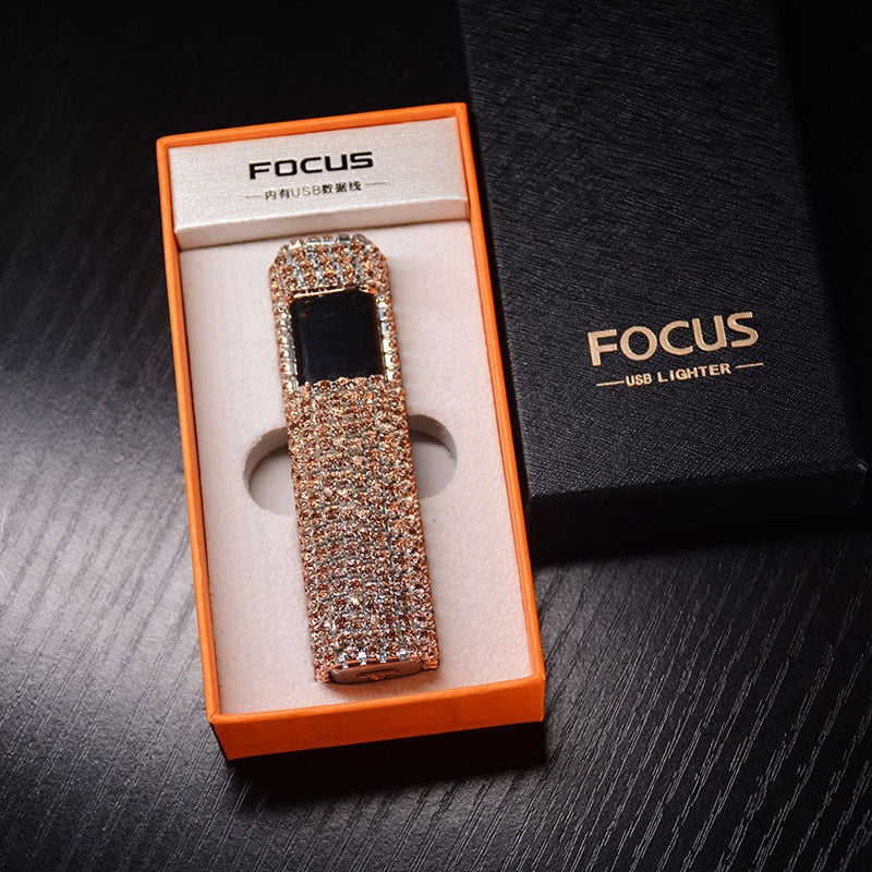 Rhinestone Touch Screen Rechargeable Lighter