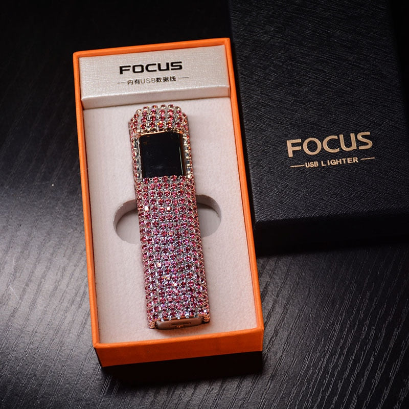 Rhinestone Touch Screen Rechargeable Lighter