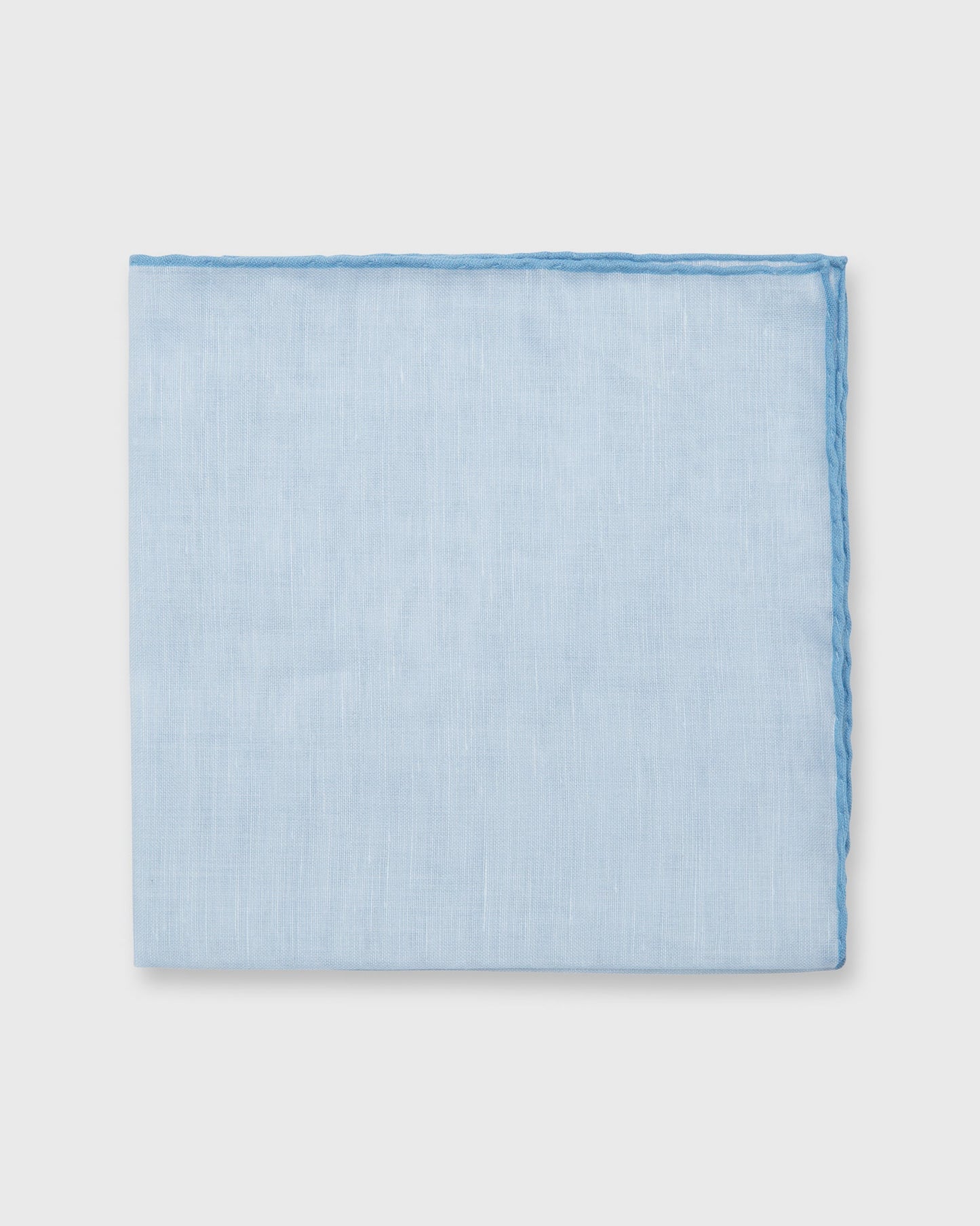 Hand-Rolled Pocket Square in Sky Cotolino/Blue Edge