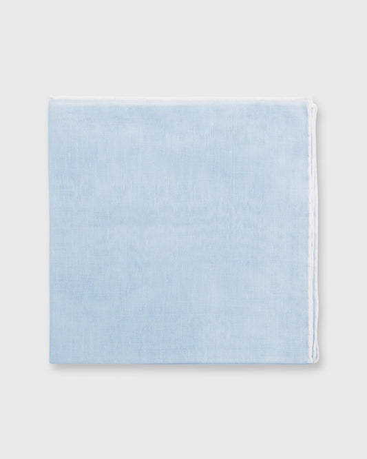 Hand-Rolled Pocket Square in Sky Cotolino/White Edge