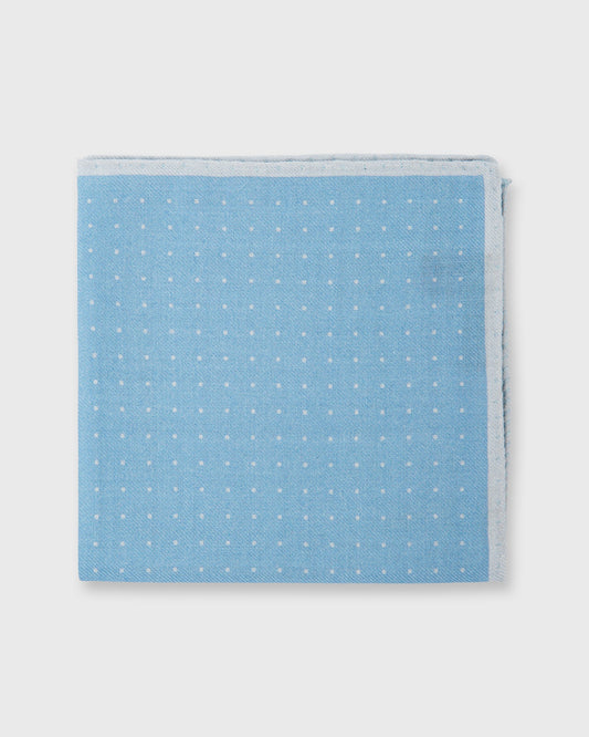 Wool/Silk Print Pocket Square in Glacier Blue/Pale Grey Micro Dot