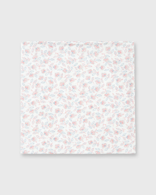 Cotton Print Pocket Square in Bone/Cranberry Floral Dot