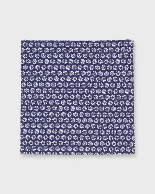 Cotton Print Pocket Square in Navy Daisy