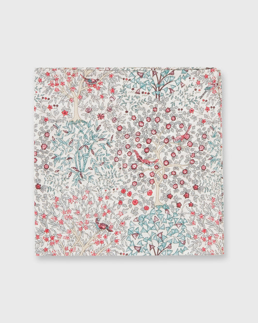 Cotton Print Pocket Square in Red/Green Jesse & Jean Liberty Fabric