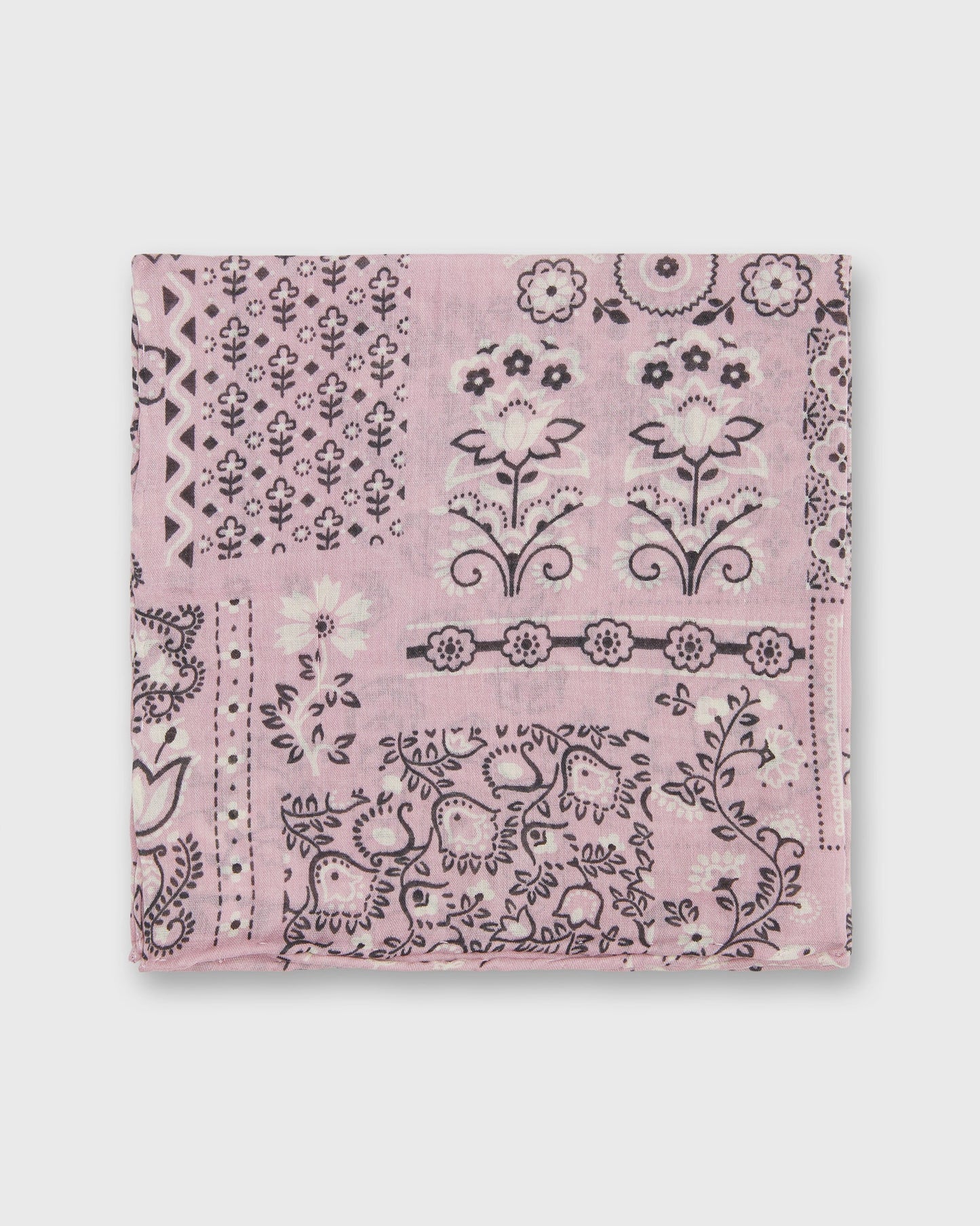 Cotton Print Pocket Square in Pink Patchwork Paisley