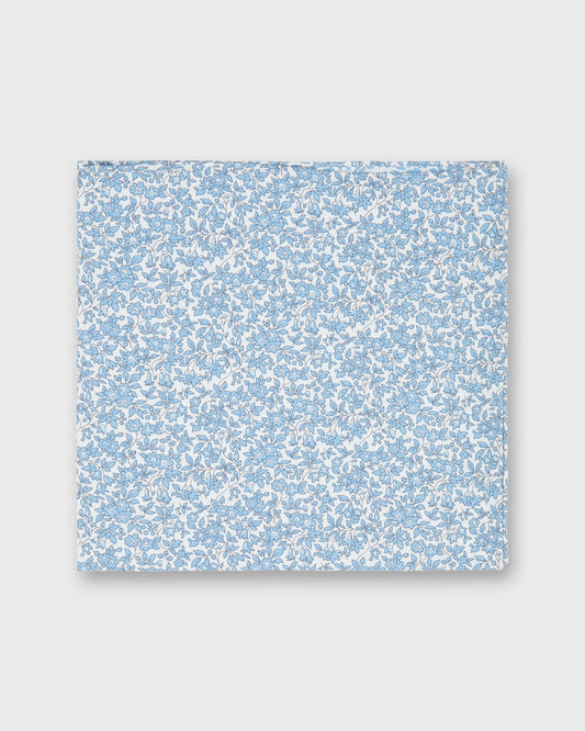 Cotton Print Pocket Square in Steel Blue Chamomile Liberty Fabric