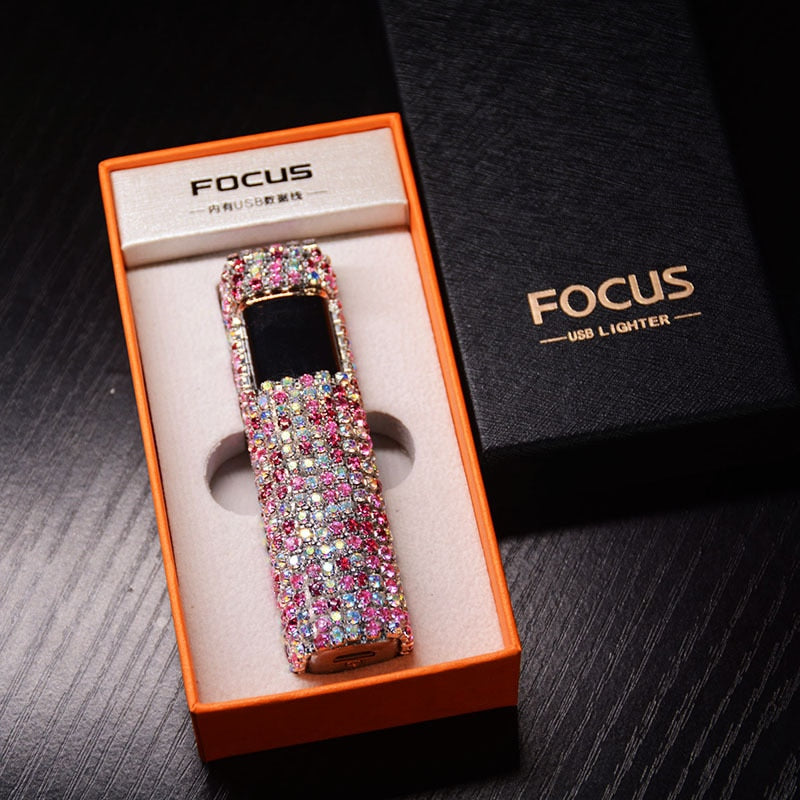 Rhinestone Touch Screen Rechargeable Lighter