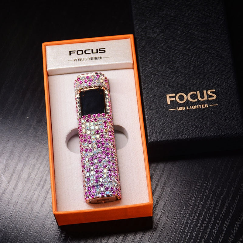 Rhinestone Touch Screen Rechargeable Lighter