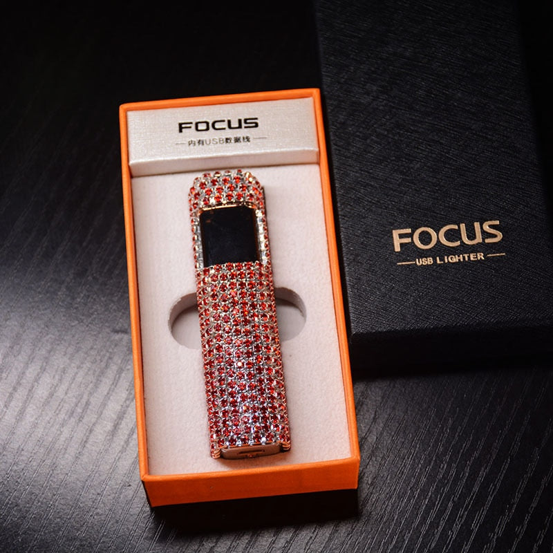 Rhinestone Touch Screen Rechargeable Lighter