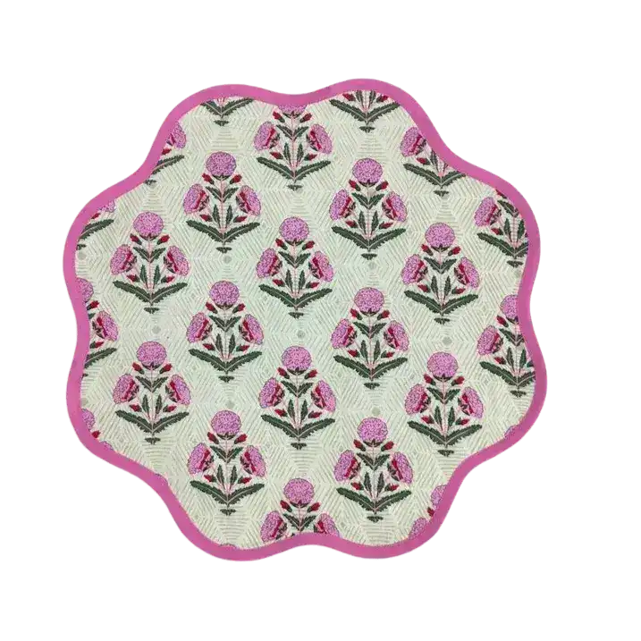 Scalloped Pink Roses Round Placemats