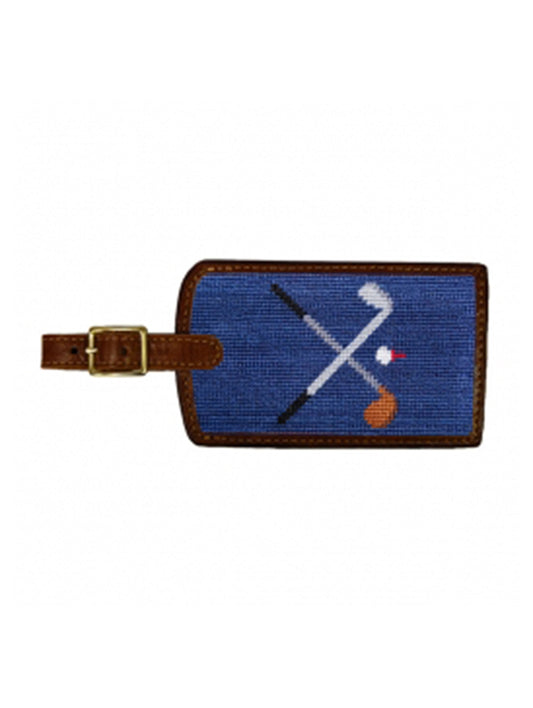 Smathers & Branson Crossed Golf Clubs Needlepoint Luggage Tag