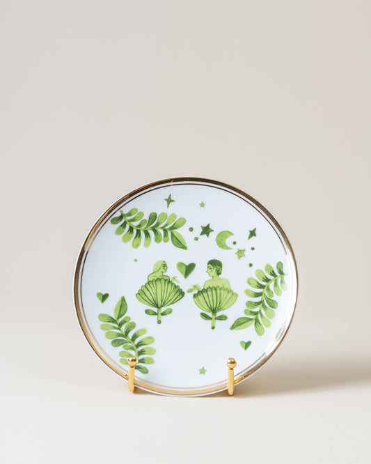 Plate/Man Woman Green D17cm