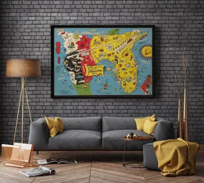 United States Map as the Floridian sees it| Prints Wall Art