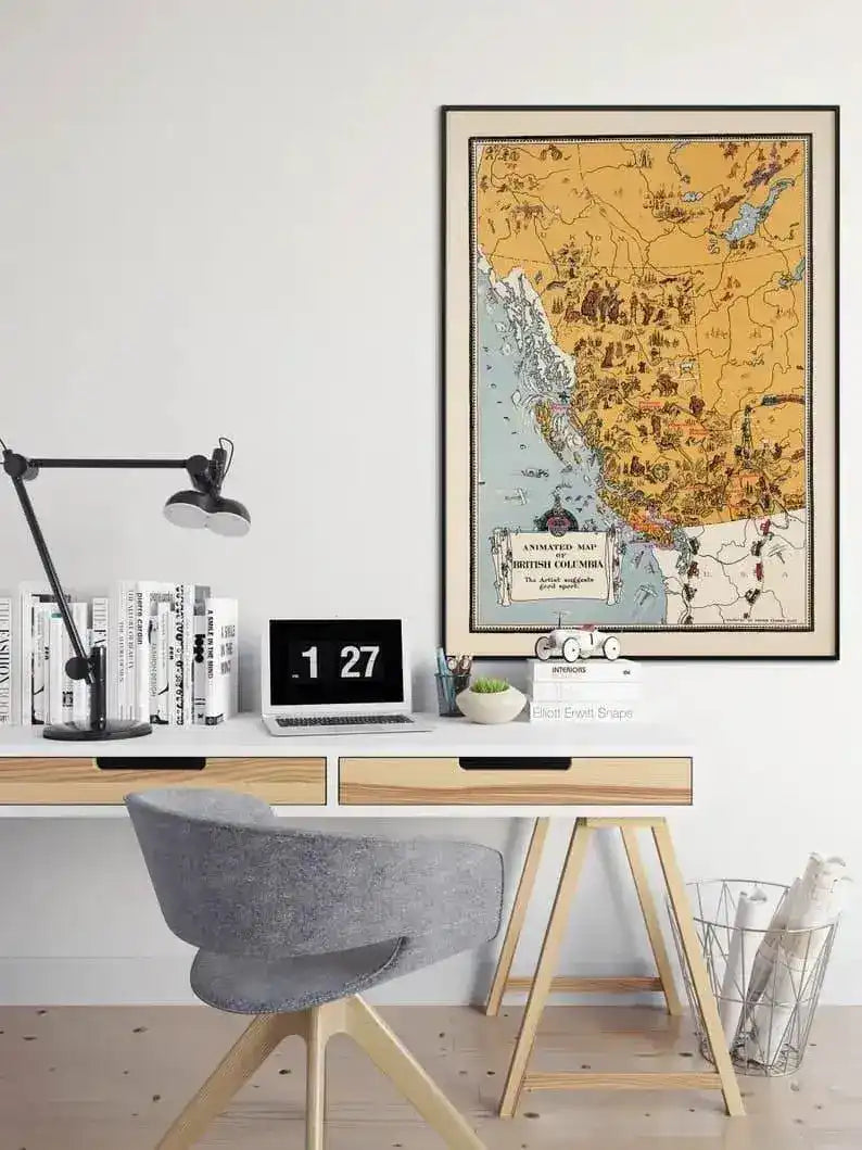 Vintage Map of British Columbia| Poster Print