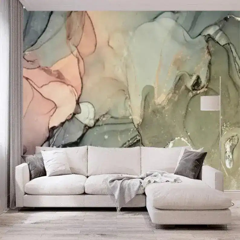 Abstract Large Watercolor Marble Wall Mural