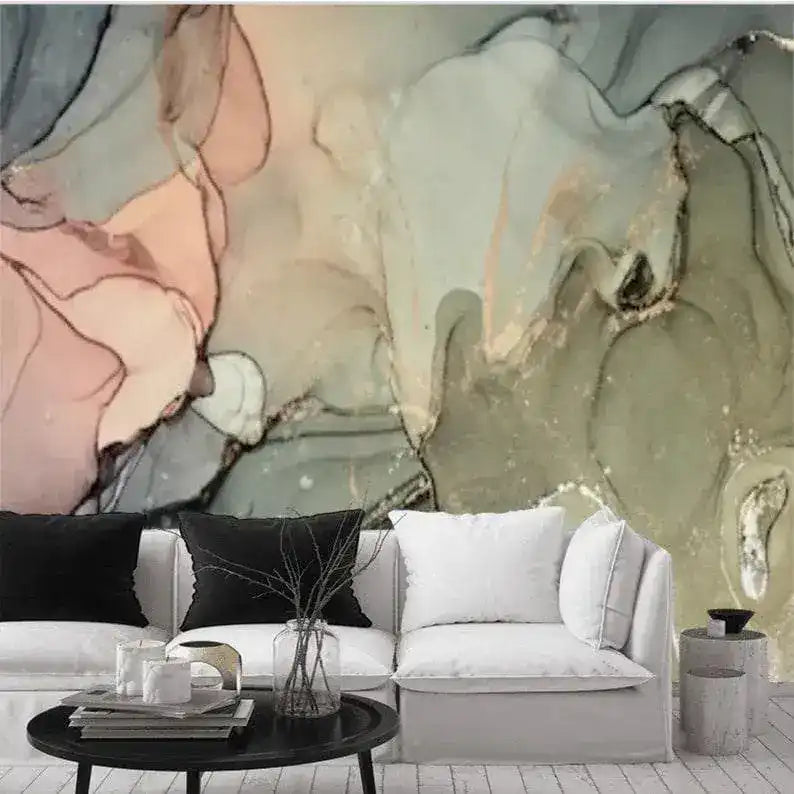 Abstract Large Watercolor Marble Wall Mural