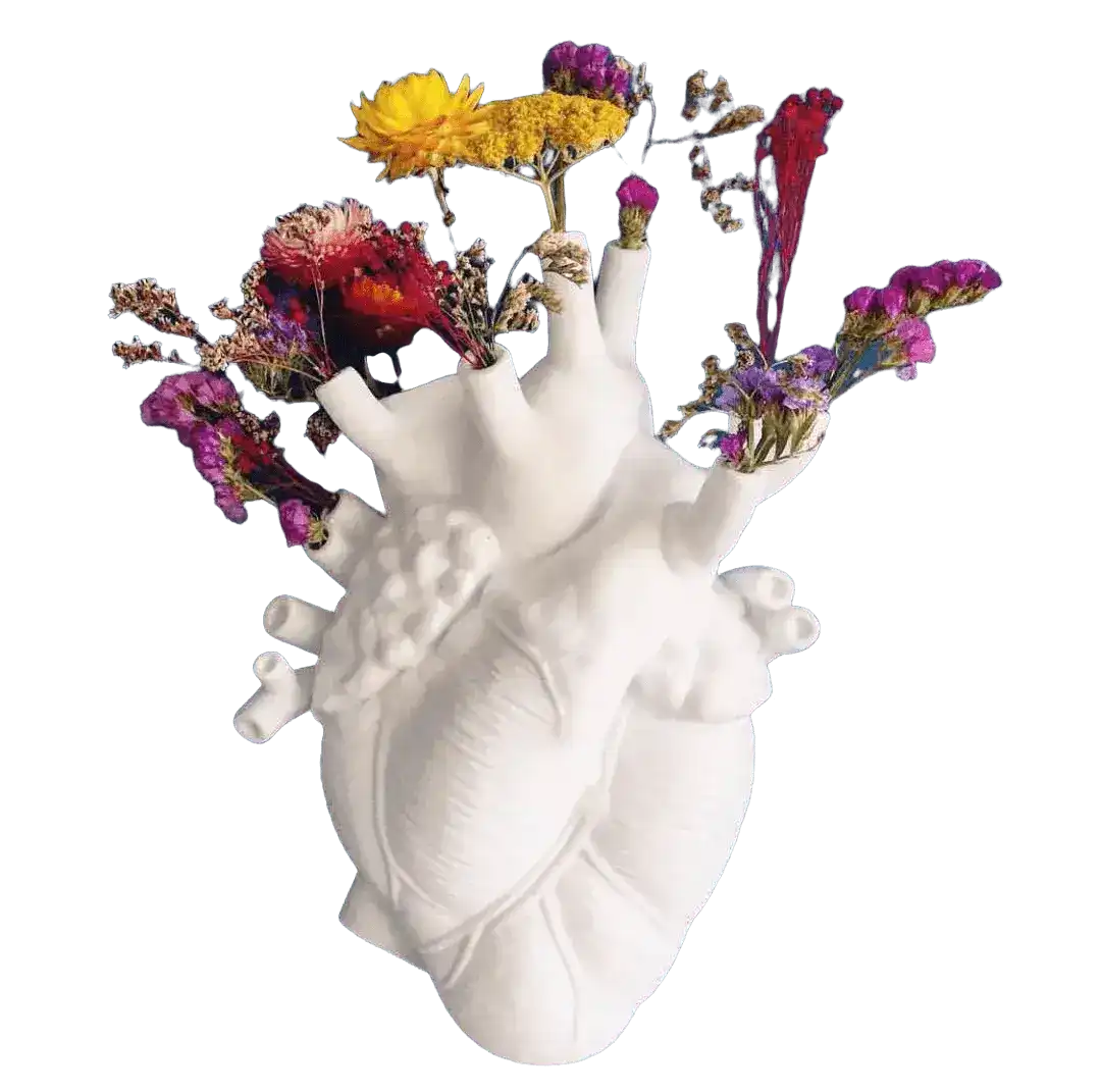 Anatomical Heart Flower Vase Sculpture