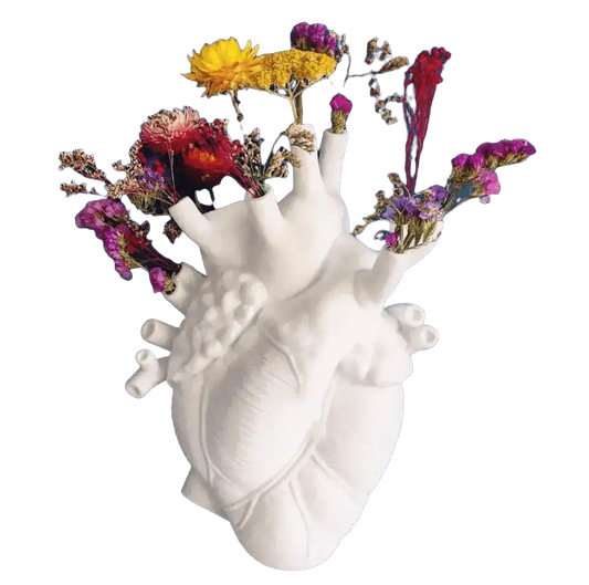 Anatomical Heart Flower Vase Sculpture