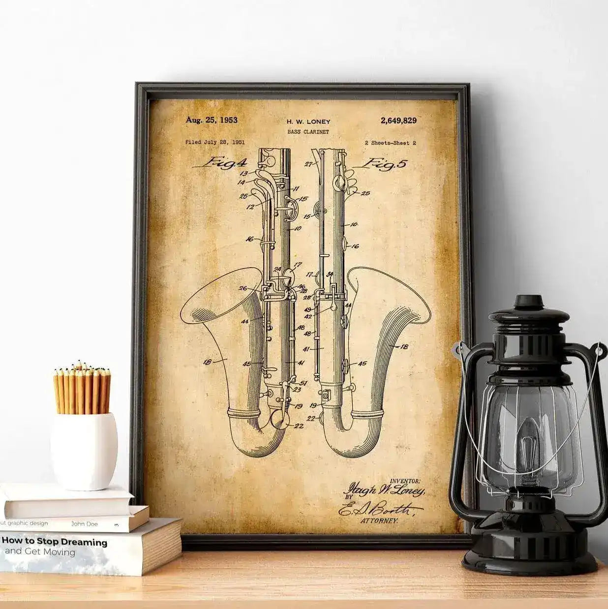 Bass Clarinet Vintage Poster Print