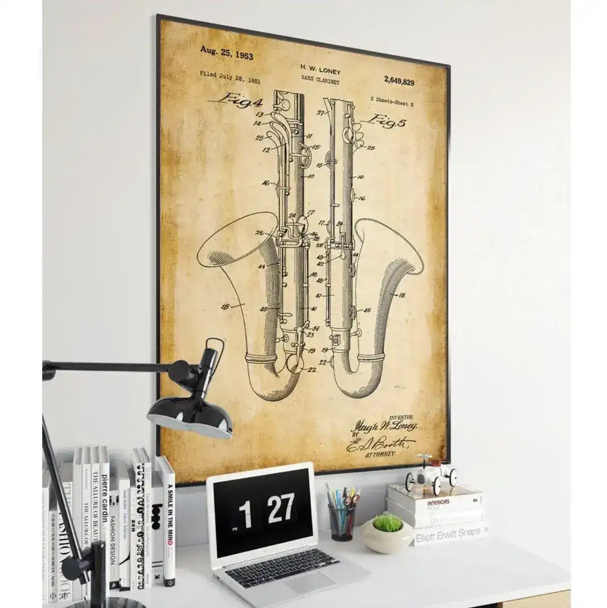 Bass Clarinet Vintage Poster Print