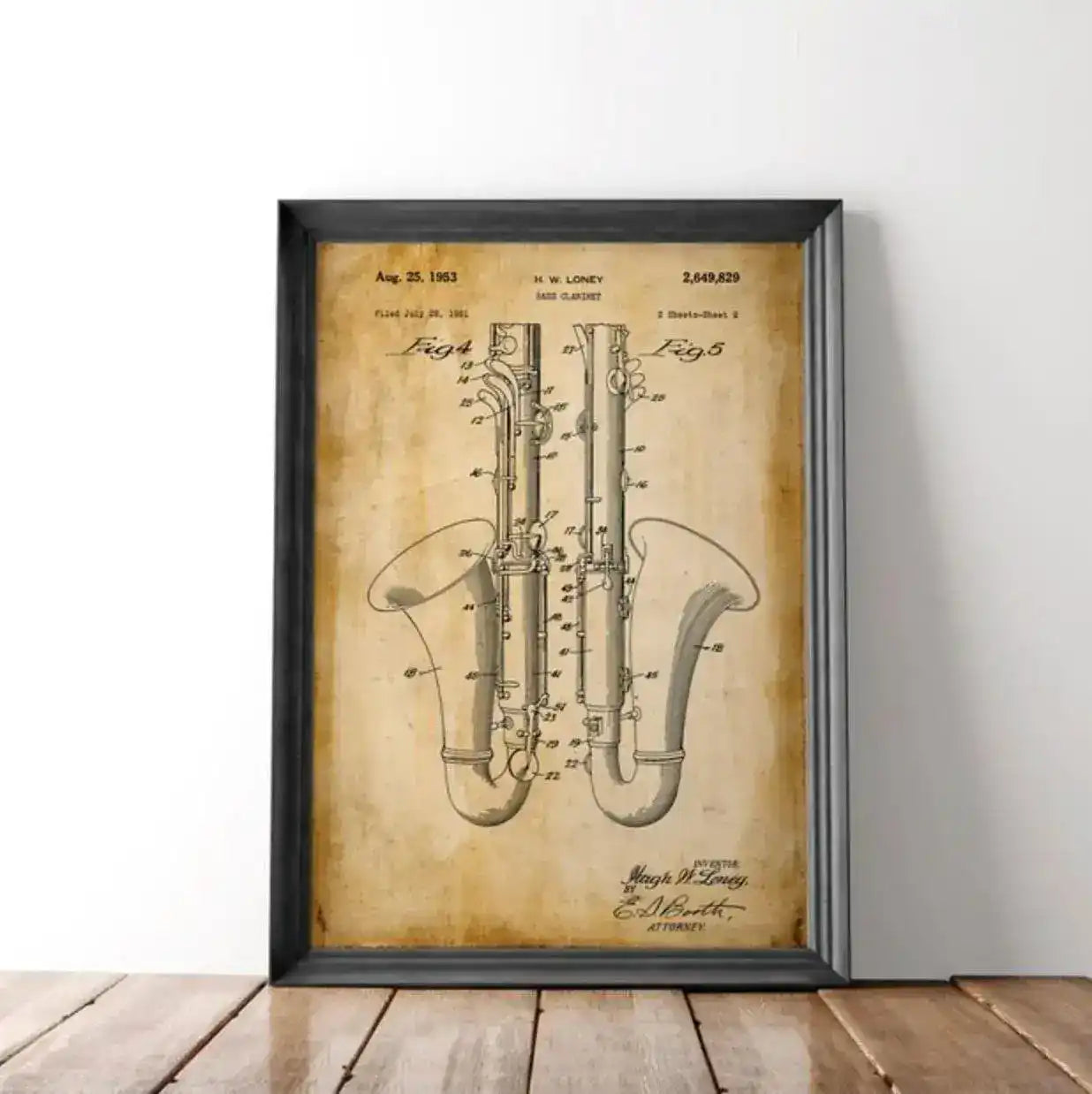 Bass Clarinet Vintage Poster Print