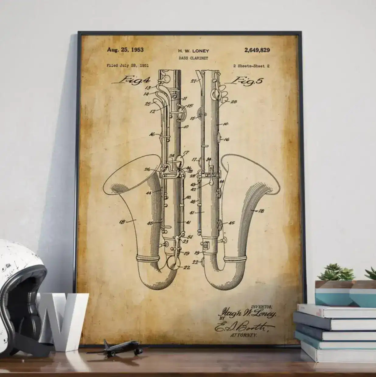 Bass Clarinet Vintage Poster Print