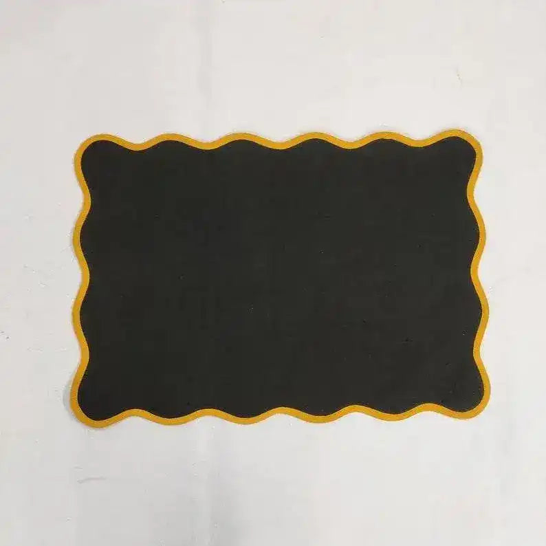 Black Classic Scallop Cotton Placemat Set of 4 - MAIA HOMES