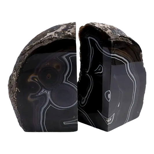 Black Geode Crystal Bookends - Set of 2