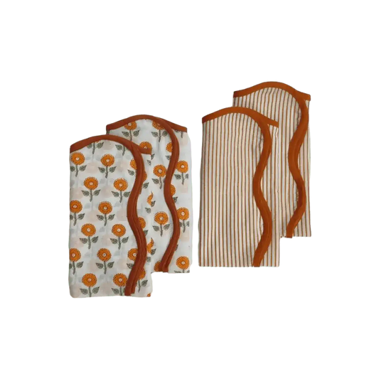 Blossoming Nursery Hand Block Printed Cotton Napkins