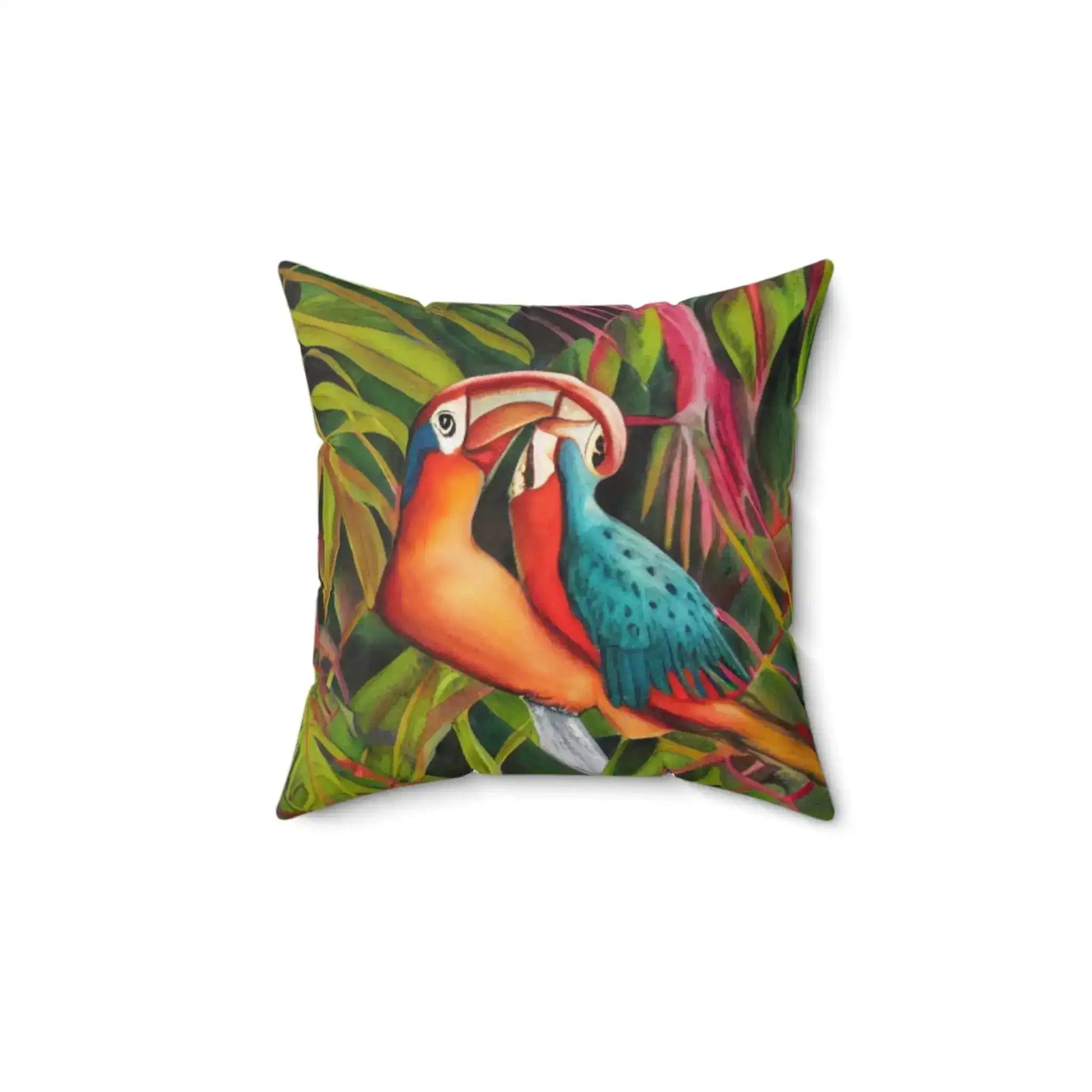Cartoon Parrots in the Tropic Spun Polyester Throw Pillow - MAIA HOMES