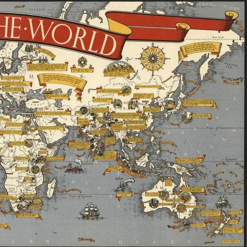Chart Map of International Tea Market 1940| Panoramic Map Wall Art