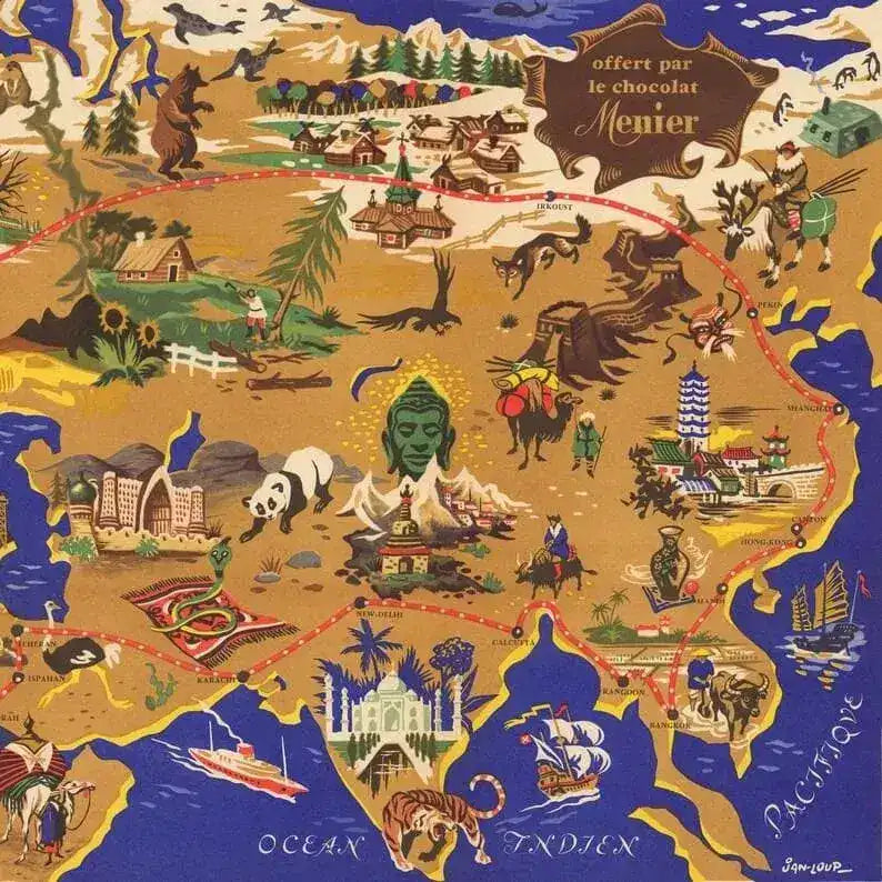 Chart Map of the World and important Cities| Panoramic Map Wall Art