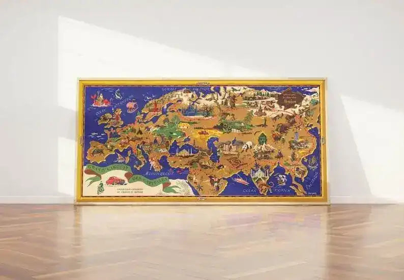 Chart Map of the World and important Cities| Panoramic Map Wall Art