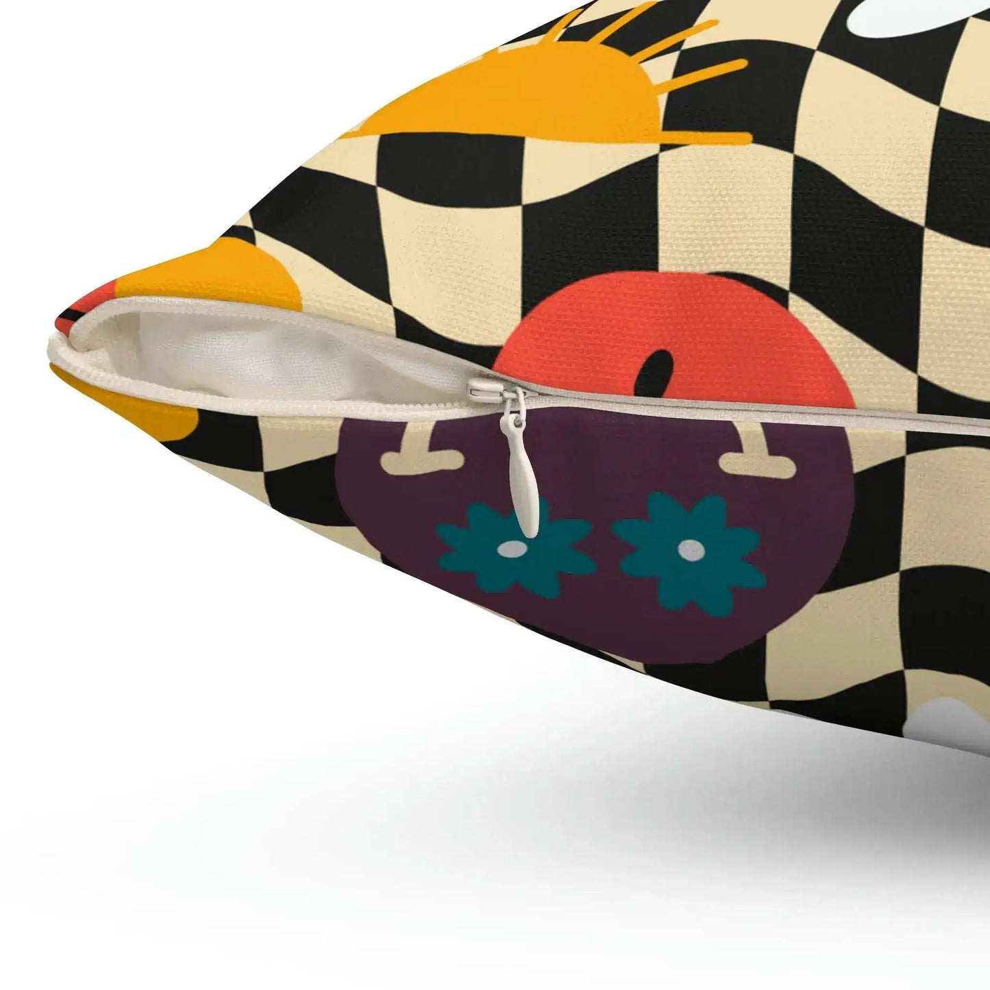 Checker Smiley Emojis Printed Throw Pillow - MAIA HOMES