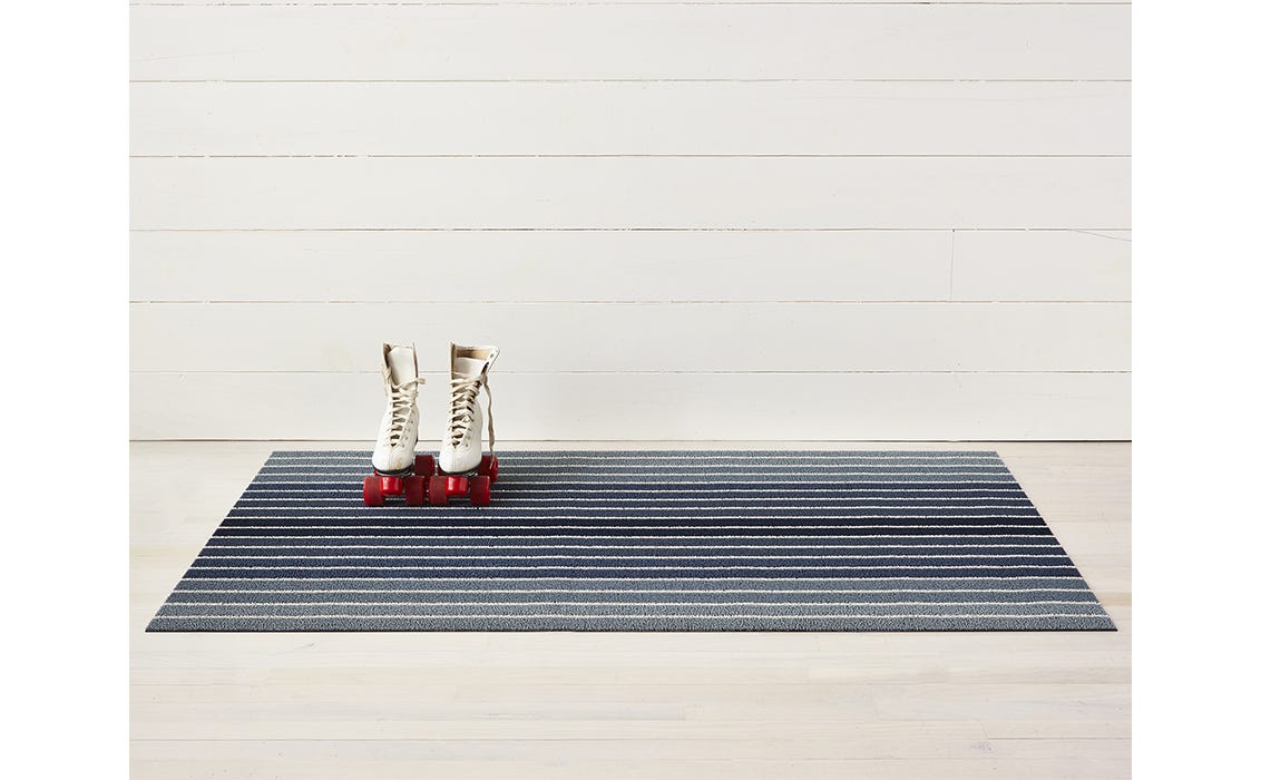 Block Stripe Shag Mats | Denim