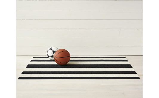 Bold Stripe Shag Mats | Black & White