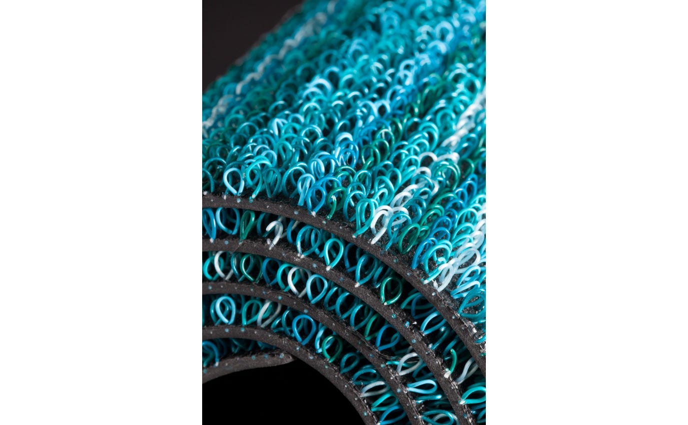 Skinny Stripe Shag Mats | Turquoise