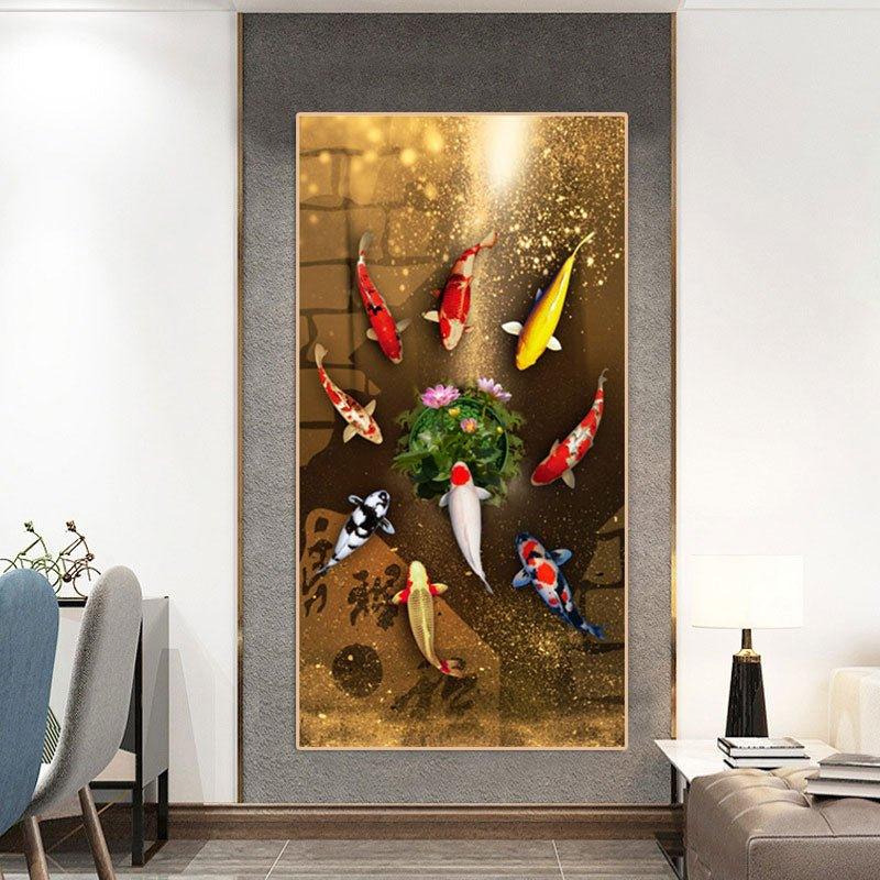 Chinese Style Red Koi Lucky Carp Canvas Painting - Animal Amity