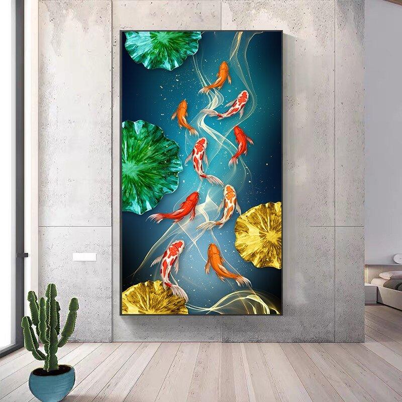 Chinese Style Red Koi Lucky Carp Canvas Painting - Animal Amity