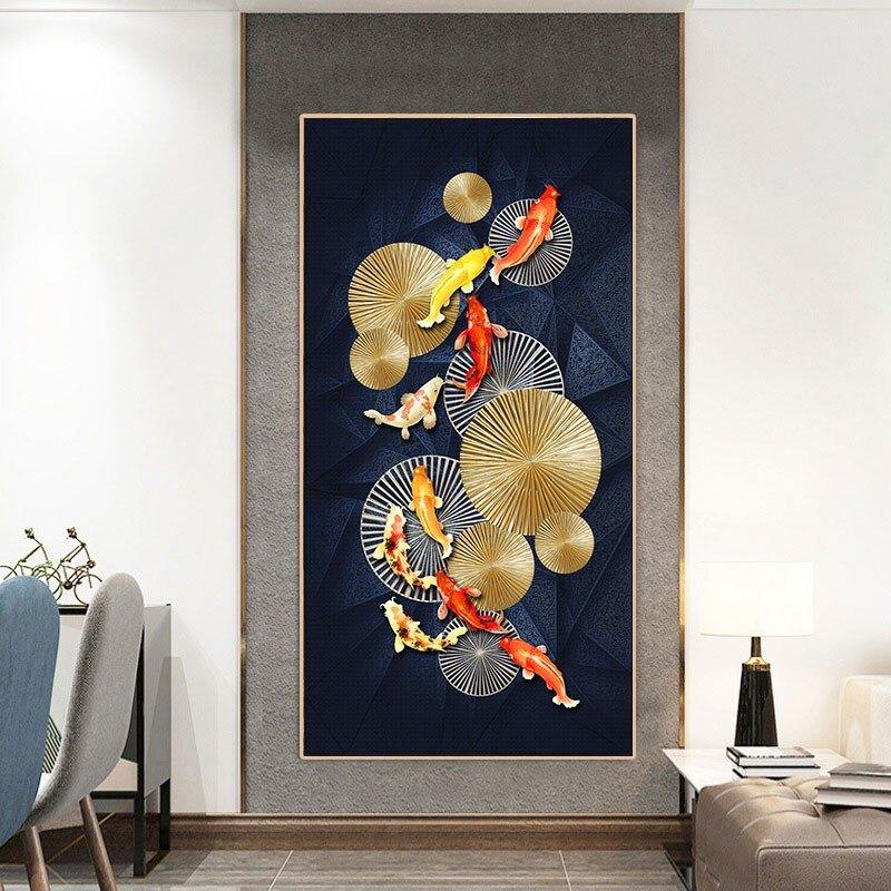 Chinese Style Red Koi Lucky Carp Canvas Painting - Animal Amity