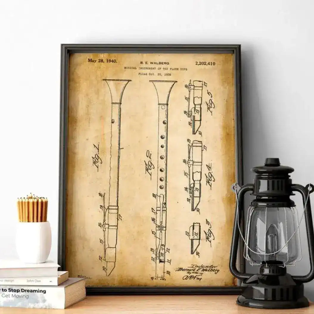 Clarinet Vintage Patent Poster Print