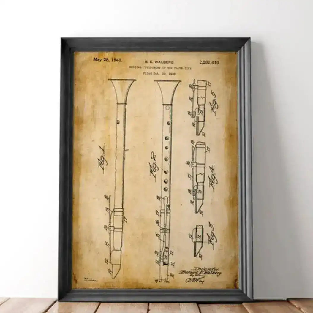 Clarinet Vintage Patent Poster Print