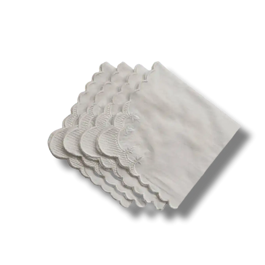 Classic White Embroidered Cotton Napkins