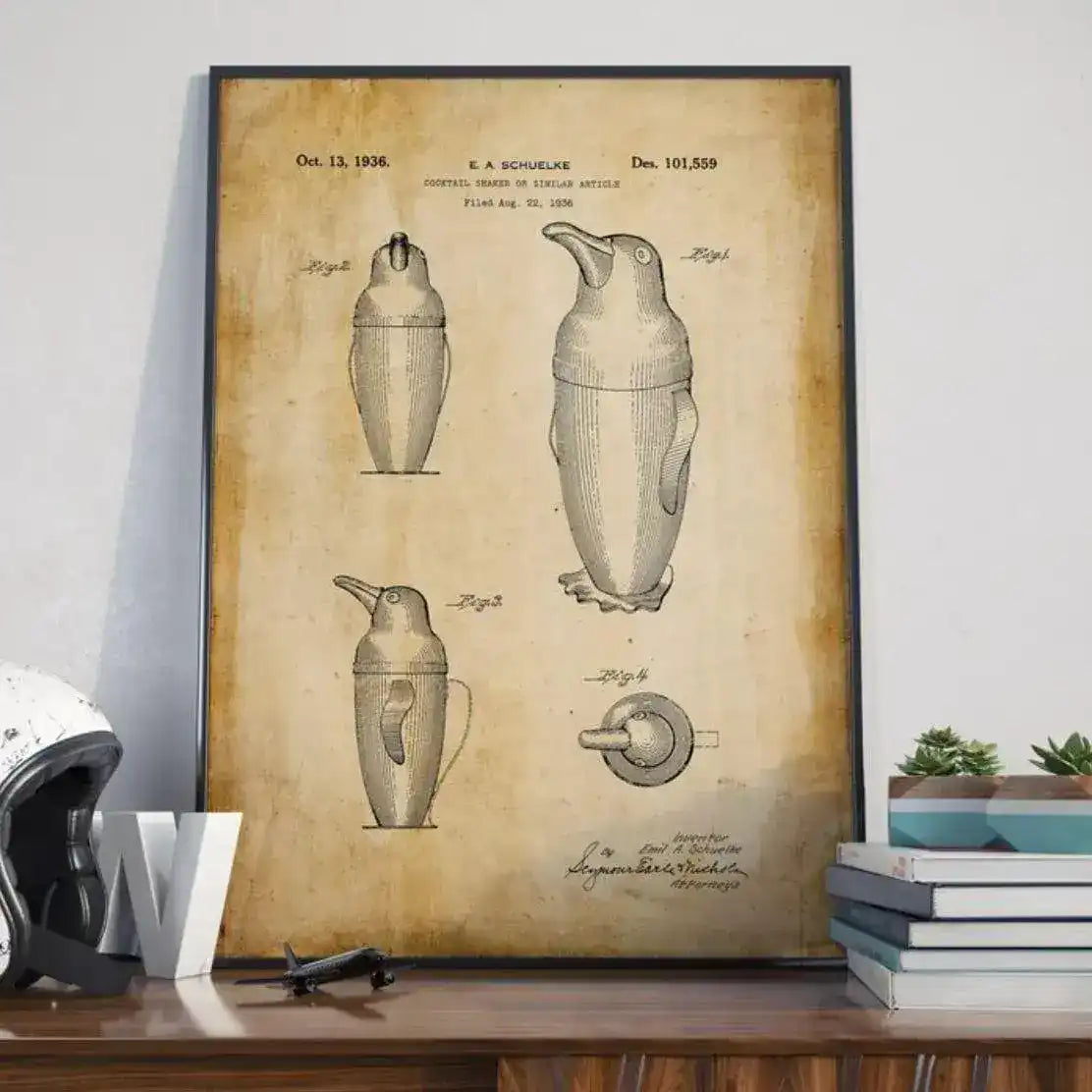 Cocktail Shaker Vintage Patent Print