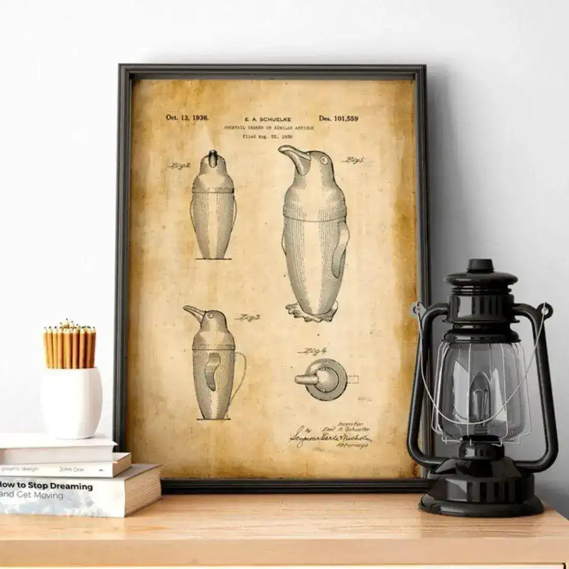Cocktail Shaker Vintage Patent Print