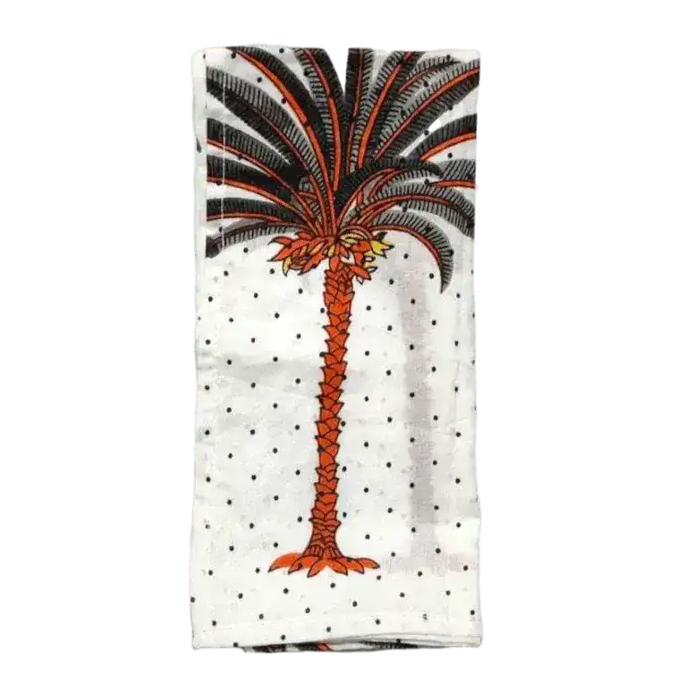 Coconut Tree Hand Block Printed Cotton Napkins