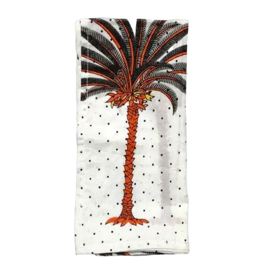 Coconut Tree Hand Block Printed Cotton Napkins