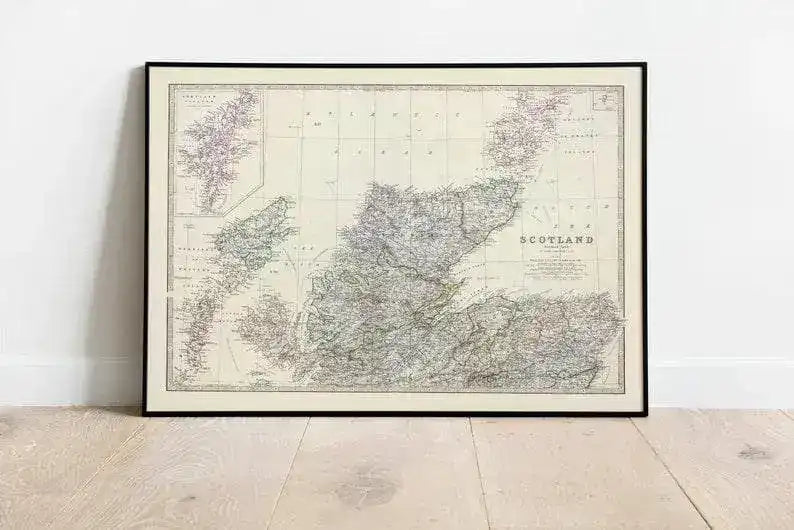 Composite Map of Scotland Northern 1861| Old Map Wall Decor